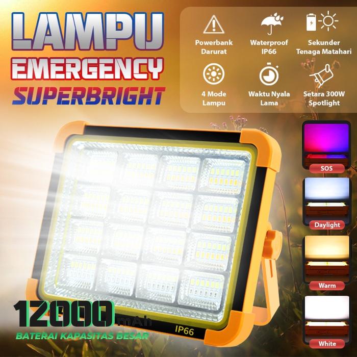 100% Asli 300W Lampu LED Solar Emergency Garansi 3 tahun/Power Sel Surya/Lampu Panel/Professional So
