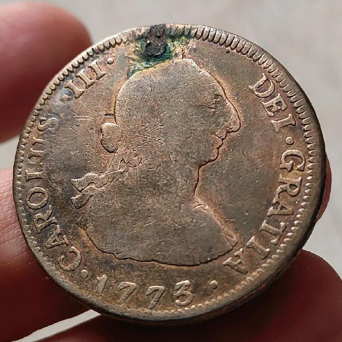 Guatemala 4R , koin Perak hispan Carolus 3, 1773 G P, very rare.