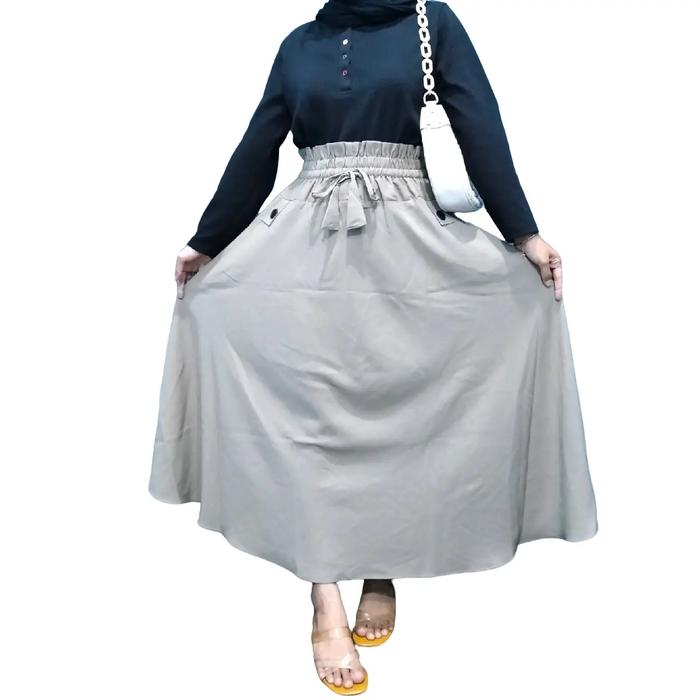 Rok Payung Polos Bahan Yoris/Torino - Rok payung viral