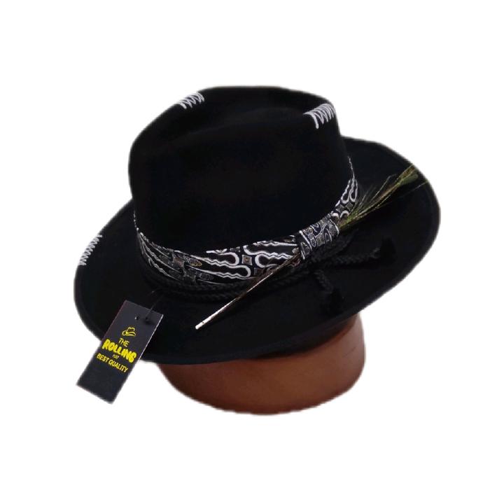 The Rolling Hat Topi Fedora Teardrop Vintage Elegan Asli Bahan Laken Woll Murni dengan Hiasan bulu