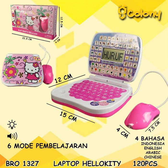 Cod Mainan laptop anak edukasi alat bantu belajar 4 bahasa LED mouse - Hello Kitty / Princess