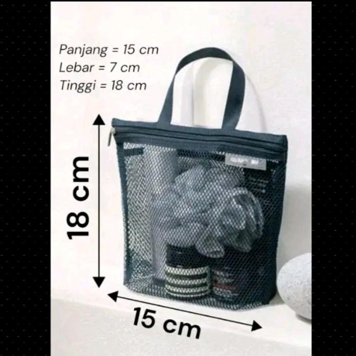 tas jaring tempat sabun mandi pouch travelling bahan jaring tebal