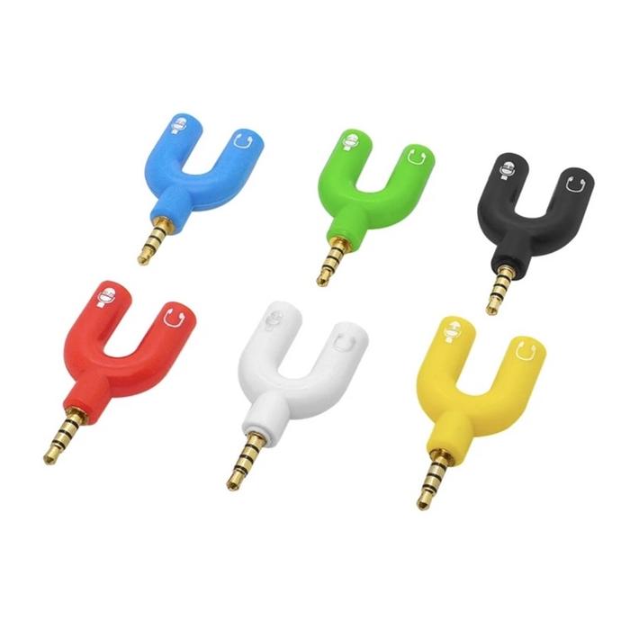 Spliter U / Y splitter Sambungan Headset Mic Audio Suara