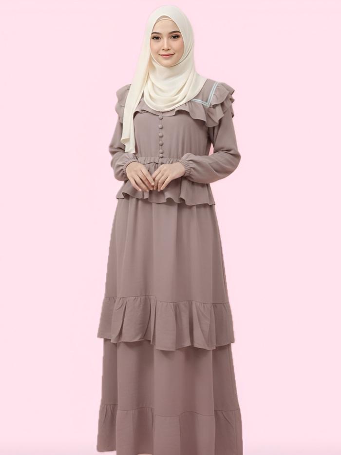 Gamis Wanita Bahan Cey Emboss Mekar Elegan + Ikat Pinggang - Gamis Premium Wanita Daily Look Terbaru