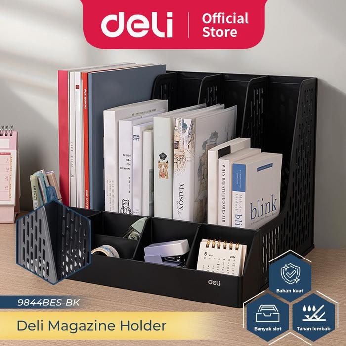 Deli File Box / File Tray / File Organizer / Rak Dokumen Rak File Plastik 3/4 Sekat 984XBES