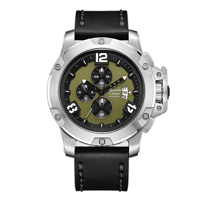 Alexandre Christie AC 6295 Silver Green MCLSSGN Jam Tangan Pria Original