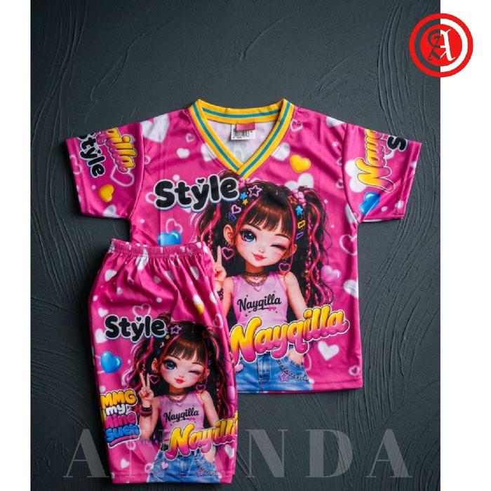 Setelan lengan pendek unisex the vory jersey motif c elana 3/4