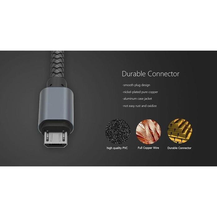 3m Nylon Braided Micro USB Cable Data Transmission USB Charger Cable
