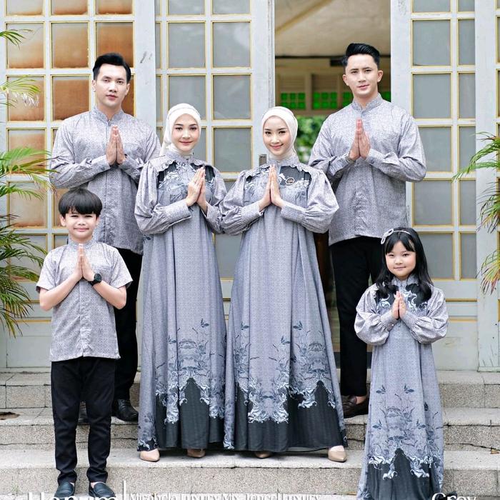 HARUM SET SARIMBIT FAMILY ORI TULUS SIGNATURE - Baju Seragam Keluarga Dress Mom dan Sis + Kemeja Dad