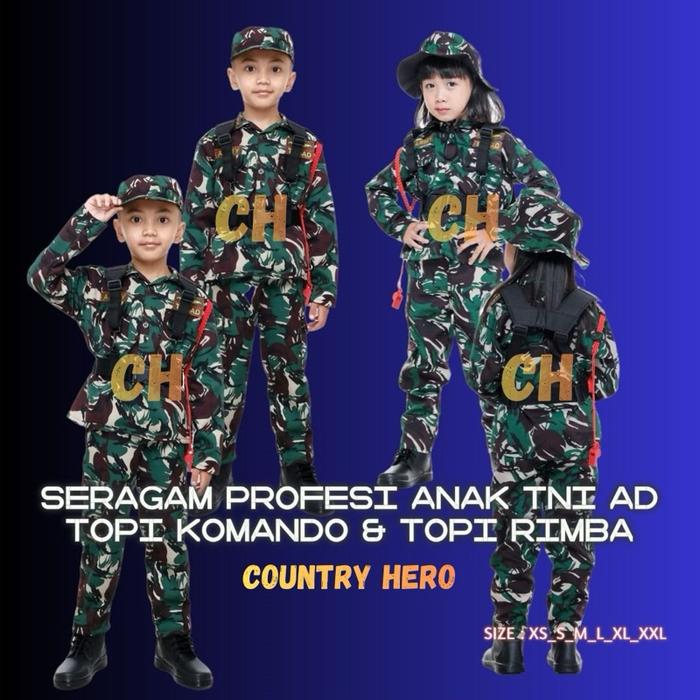 SERAGAM PROFESI TNI AD TOPI KOMANDO & TOPI RIMBA FULLSET FULL AKSESSORIS SEPATU PDL RESSLETING & KOP