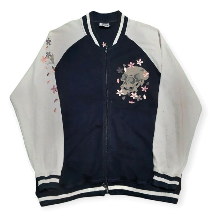 infitiny japan sukajan skull Sweat varsity jacket