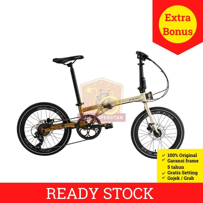 (COD) SEPEDA LIPAT 20 INCH ELEMENT CLIP CHROMOLY 8 SPEED CAKRAM HIDROLIK KASKADA Outdoor Portable