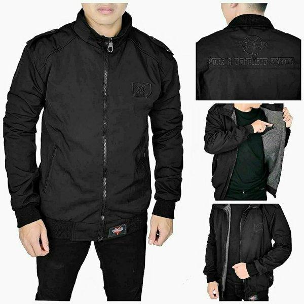JAKET HARRINGTON ORIGINAL REBEL ID JAKET PRIA BOMBER SIMPLE BLACK NAVY