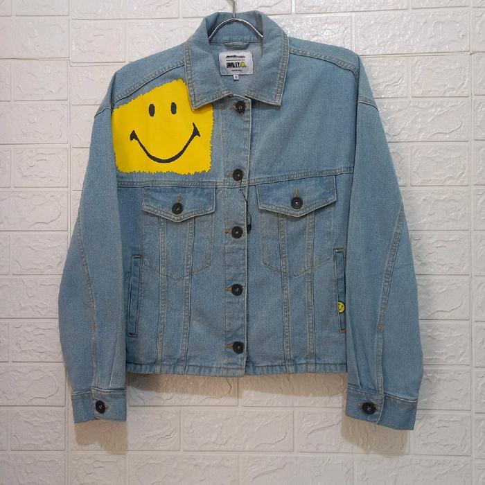 Jaket Denim Wanita Obermain Adore X Smiley Original Outer