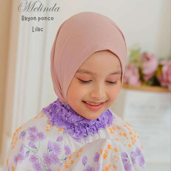 Mukena anak Ponco melinda rayon daily tak perlu lepas hijab Katun Motif