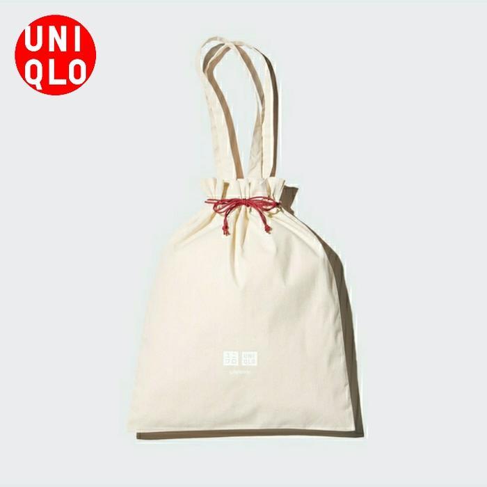 Uniqlo Tas Kado Serut Gift Bag Tas Belanja Tote Bag Katun Eco Friendly Original Jastip