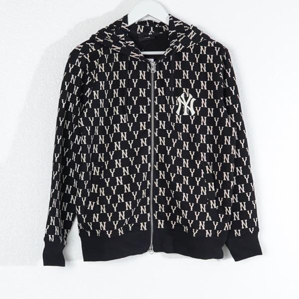 Jaket MLB NY MONOGRAM WHITE BLACK ZIP HOODIE 100% ORIGINAL