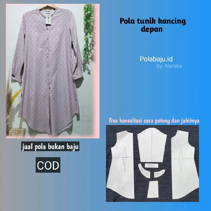 Pola tunik kancing depan full