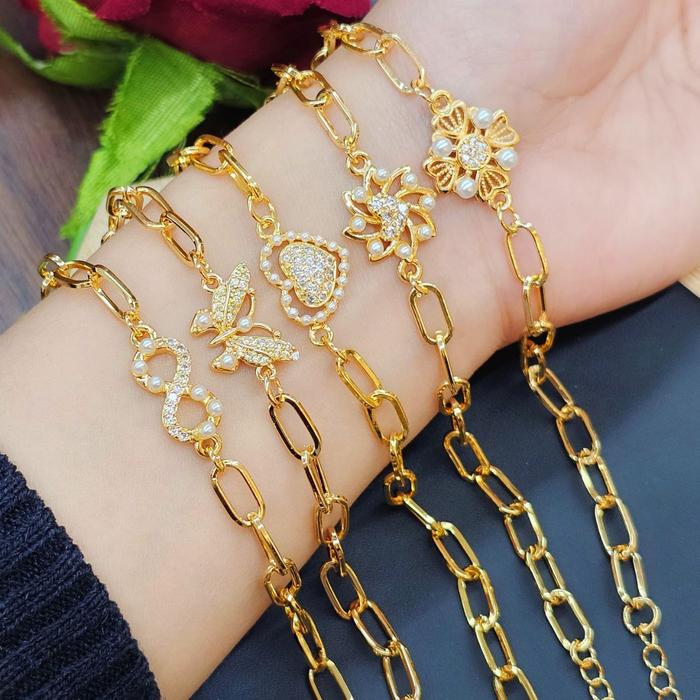 Gelang Tangan Klip Kertas Emas Sadur 24K Emas Titanium Emas Bangkok D1