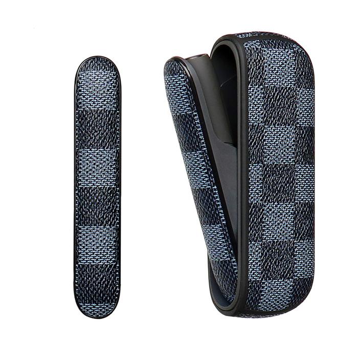 Plaid Grain PU Leather Case + Door Cover For IQOS ILUMA Full