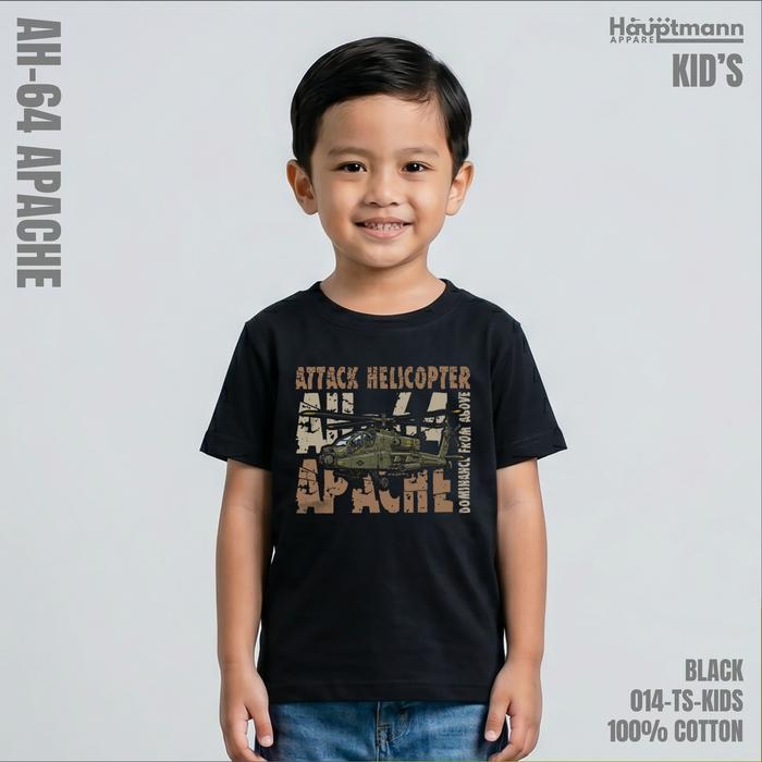 Hauptmann - Kaos Distro Anak - AH 64 Apache - Attack Helicopter - Cotton 100% - Premium - Unisex