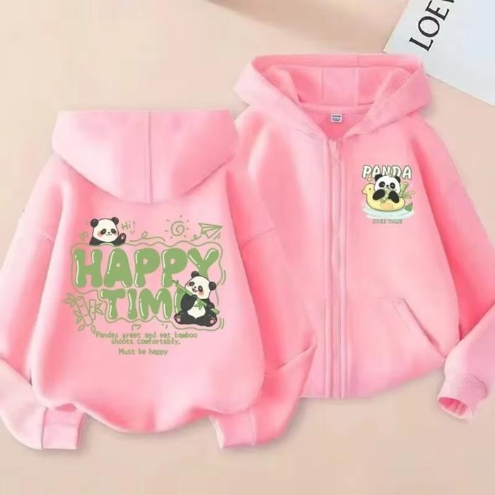 Hoodie Anak Laki Laki Import Sablon Happy Time Panda Untuk Usia 10 11 12 13 14 15 16 17 18 Tahun