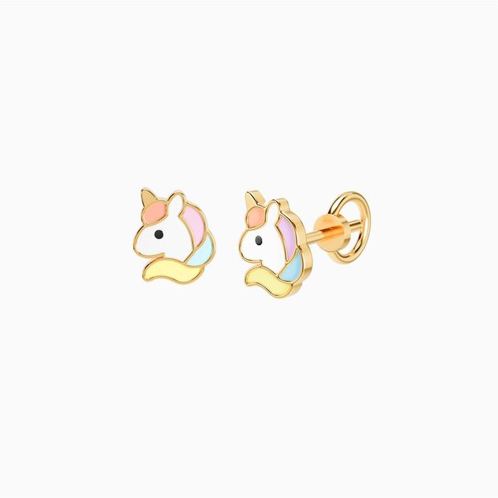 LITTLETHINGSHEWEAR Anting Anak Twilight (Unicorn) Loop Screw - untuk Toddler hingga 13 Tahun