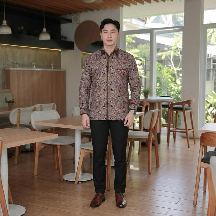 Bunayyastore DENJAKA Batik EXCLUSIVE Smock Bordir Katun ITALY Panjang Pria Baju Nyaman untuk Acara R