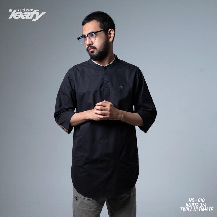 LEAFY HS-010 / KURTA LENGAN 3/4 MOTIF KOMBINASI I BAJU KOKO PRIA I KURTA TWILL PREMIUM / Baju Koko /
