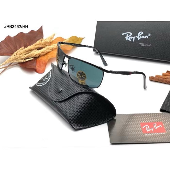 Ray-Ban Kacamata Hitam Pria Fashion RB3462 Lensa Kaca Asli Anti Silau Model Tech Eyewear