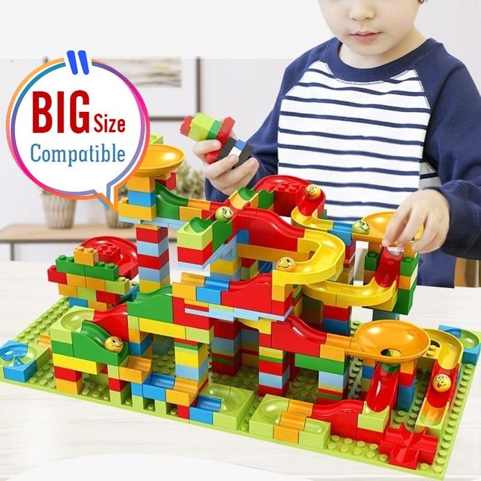 WD Marble Race Run 168pcs Bulding Blocks Balok Susun Track Slide Ball / Veriety Slide Blocks 168pcs