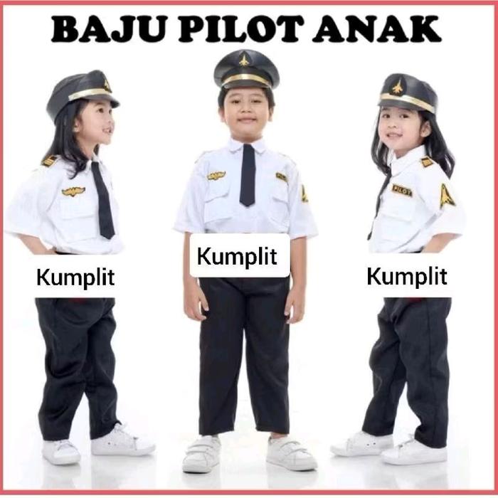 Baju Kostum Seragam Pilot Anak Cewe Cowo Profesi Cosplay