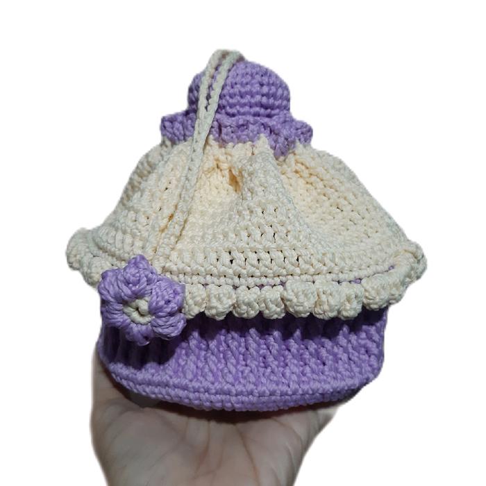 Tas Rajut Handmade selempang wanita ,muat hp dan dompet Serut