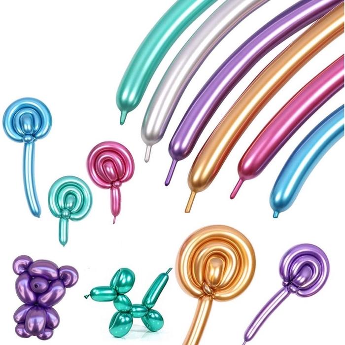 Balon latex pentil chrome/Balon twist/balon cacing warna chrome