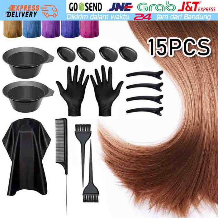 15PCS FULL SET Alat Cat Rambut Alat Semir Rambut Cat Bleaching Rebonding Smoothing