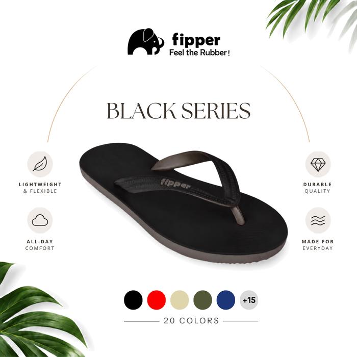 [FIPPER BLACK SERIES M] Sandal Jepit Karet Anti Slip Pria Original Ringan Nyaman Hitam