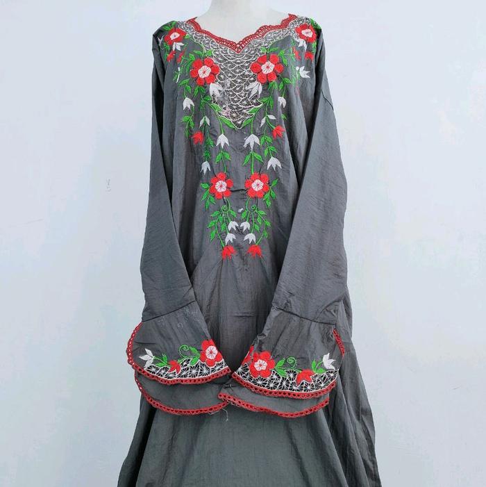 ABAYA PARASUT BORDIR SIZE M usia 9-12 tahun  - mukena abaya sholat parasut bordir premium terbaru te