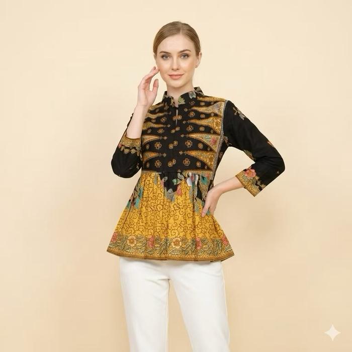Shanaya Baju Batik Wanita Blus Sasirangan Peplum Atasan Batik Modern Batik Kerja Wanitaanan Modis Ba