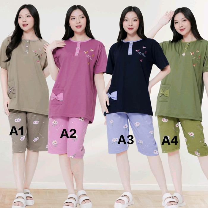 Forever Sweet Mama Size Cp Dan Celana Pendek Ld 110 Setelan Wanita Santai Bahan Kaos