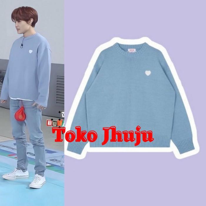 PROMO GUYS Basic Sweater Treasure Doyoung Style White Heart path PREMIUM