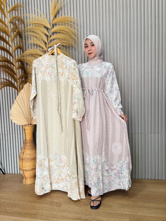 Gamis MCL 2 Fashion Wanita / Maxi Dress + Belt Motif Terbaru Kekinian 2026