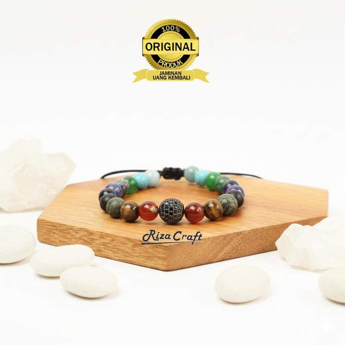 UNIVERSE BRACELET Gelang Batu Akik Kristal Alam Aquamarine Pirus Giok Ruby Kecubung Tiger Eye Onyx B