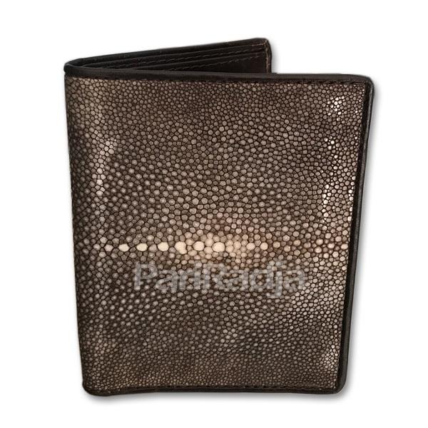 Pariradja Dompet Pria Kulit Ikan Pari Asli Model Berdiri Polish Coklat | Dompet Kulit Pari