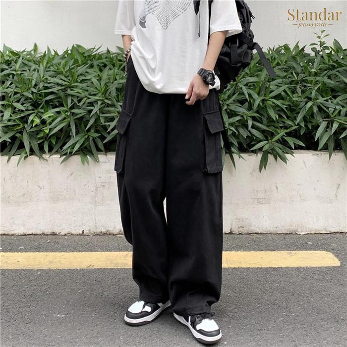 celana cargo cowok celana cargo panjang pria baggy pants jumbo celana kargo korean style celana pant