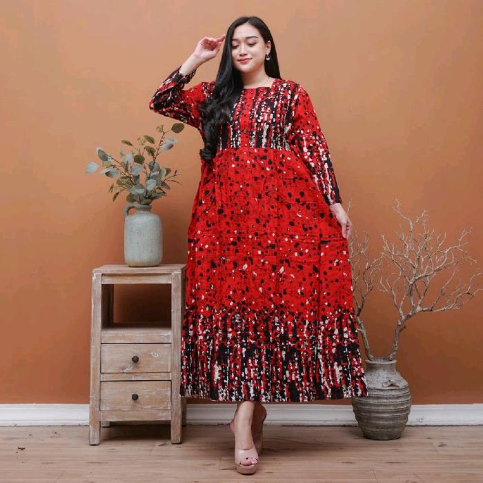 Dress Midi Panjang Lengan 3/4 Kancing Depan Busui Daster Ibu Hamil Busui Tali Samping Katun Rayon Pr