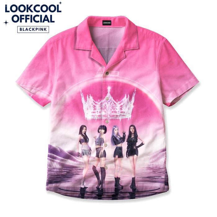 LOOKCOOL Kemeja BLACKPINK The Album Crown Bubble – Kemeja Pink Gradasi Eksklusif Desain Girl Group K