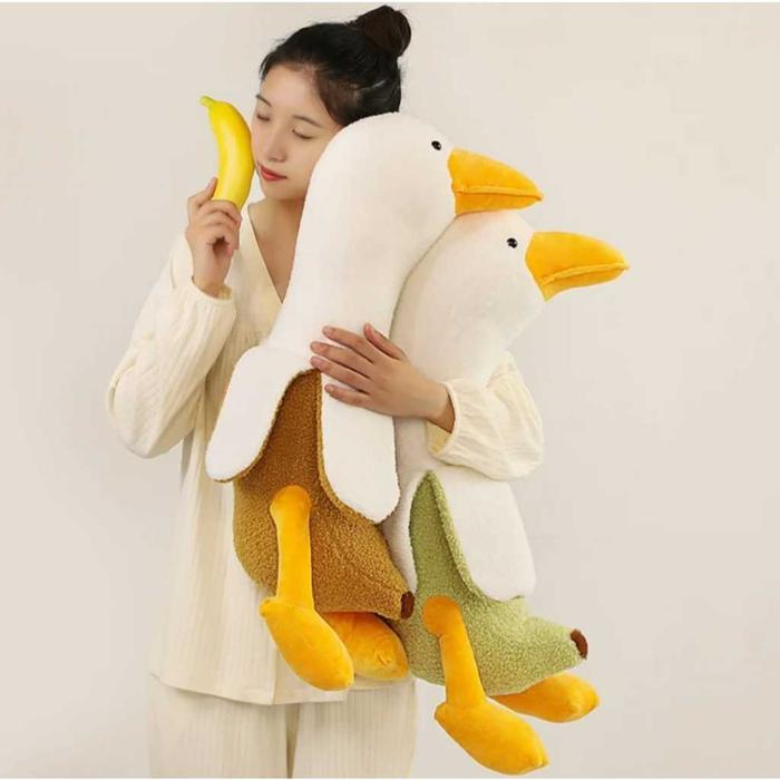 Boneka Guling Bebek  ukuran 50 cm  Bahan Plush Mainan Guling Pisang Kepala Bebek Lucu ber SNI