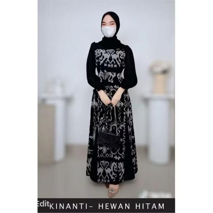 KINANTI GAMIS TENUN RAYA COUPLE (HITAM motif sumba)