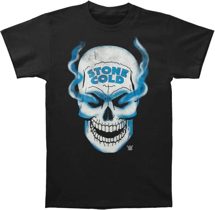 Cold Steve Austin Skull Front&Back T-Shirt Cotton T-shirt (M-4XL) hitam