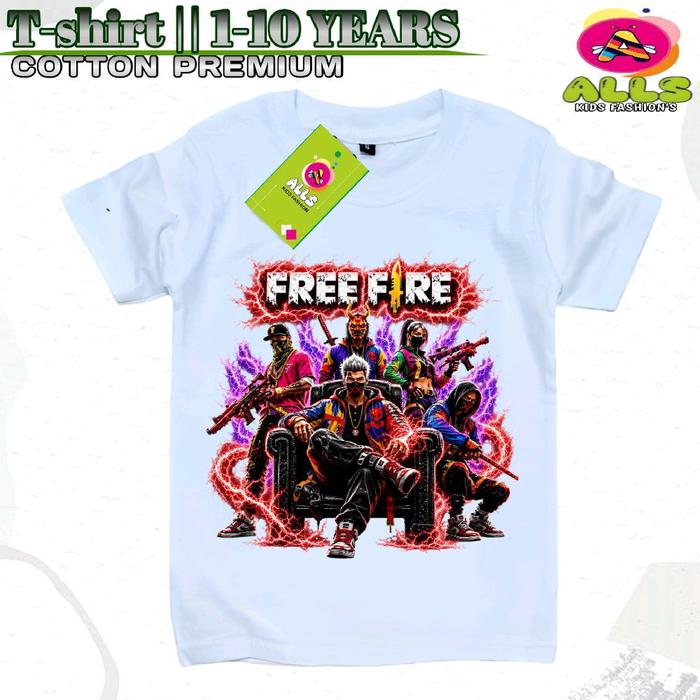Kaos Baju Anak Game Free Fire Skin Terbaru Unisex Usia 1-10 Tahun Fashion Harian Cotton 30s Premium